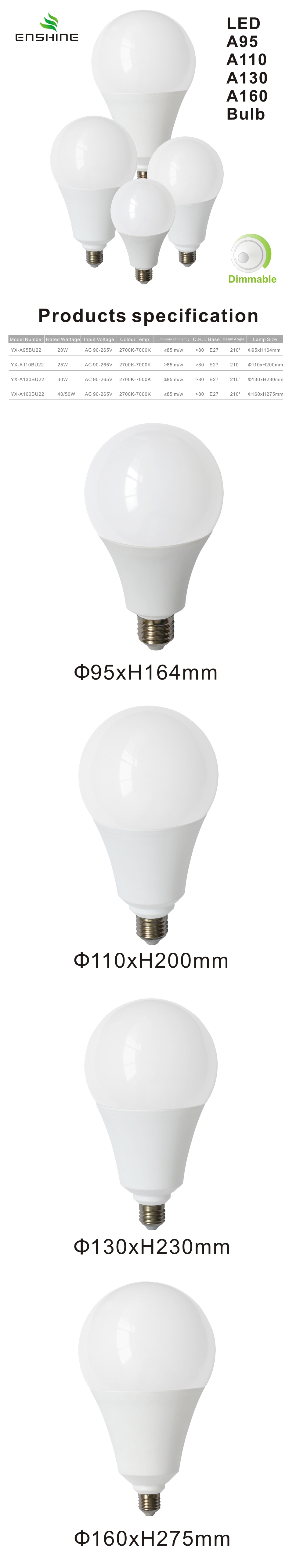 A95 dimmable led bulbs