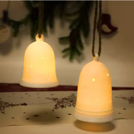 White Porcelain Christmas Hanging Bell Decoration