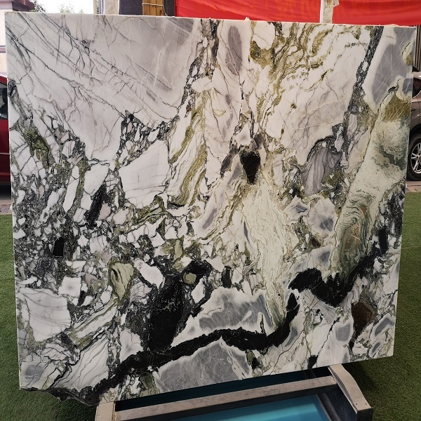 Chinesische große Platte dekorativ Connect White Beauty Cold Ice Jade Grüner Marmor