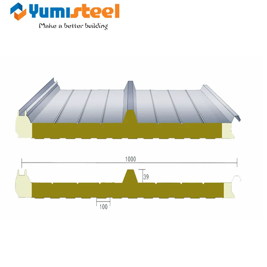 75mm PU-Dichtkante Mineralien-Sandwichplatten für Dach