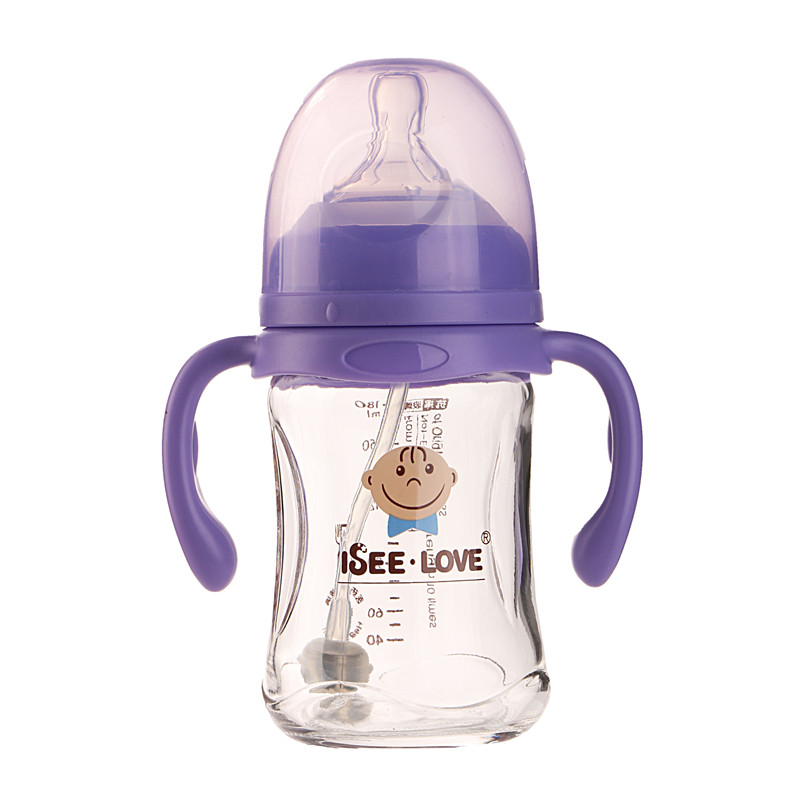 Borosilikatglas-Baby-Fütterungsflasche mit Kappe und Nippel