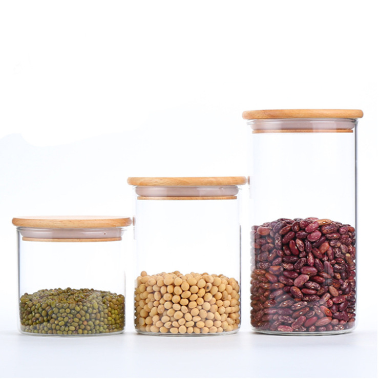 Glass Jar Food-Kanister mit Bambusdeckel