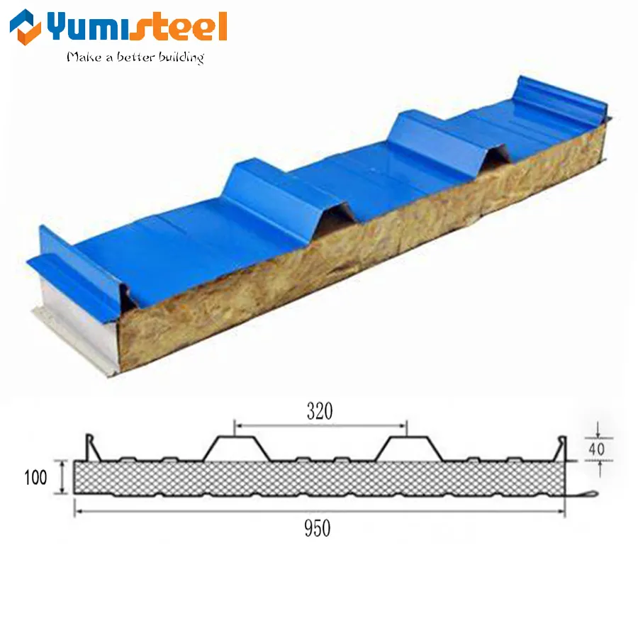 100mm FireProofing Rockwool Dach Sandwich Panel für Lager
