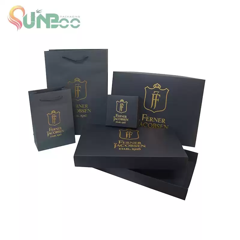 Schwarzes Papier mit nettem gold Hot Stamp und Baumwollgriffe Papiertüte sp-Bag020