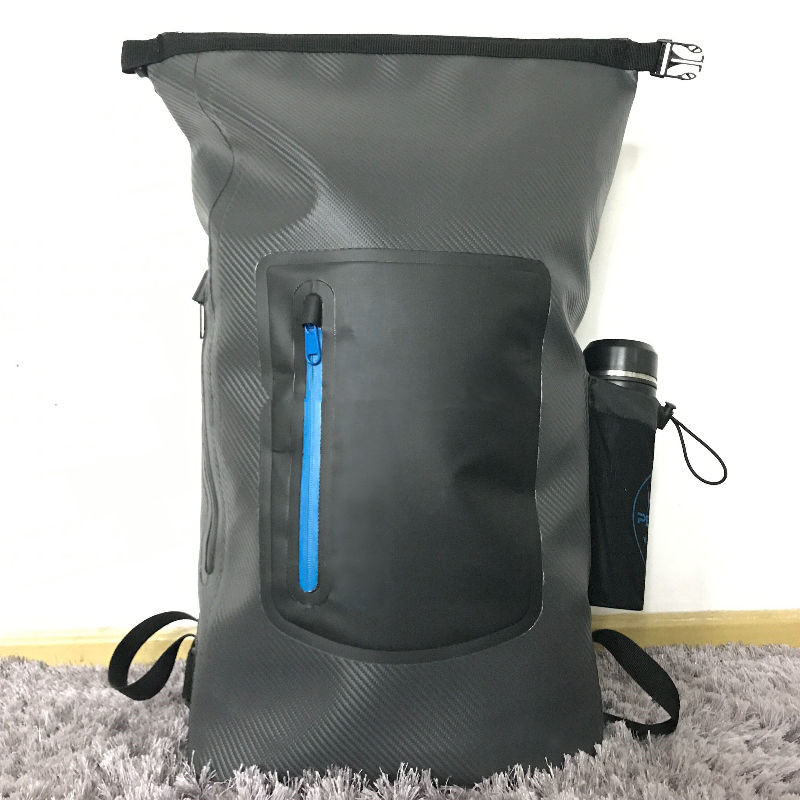 30L trockener Roll-Rucksack aus dauerhafter Textur-PVC-Plane und mit Schaumgurten und gepolstertem Rücken