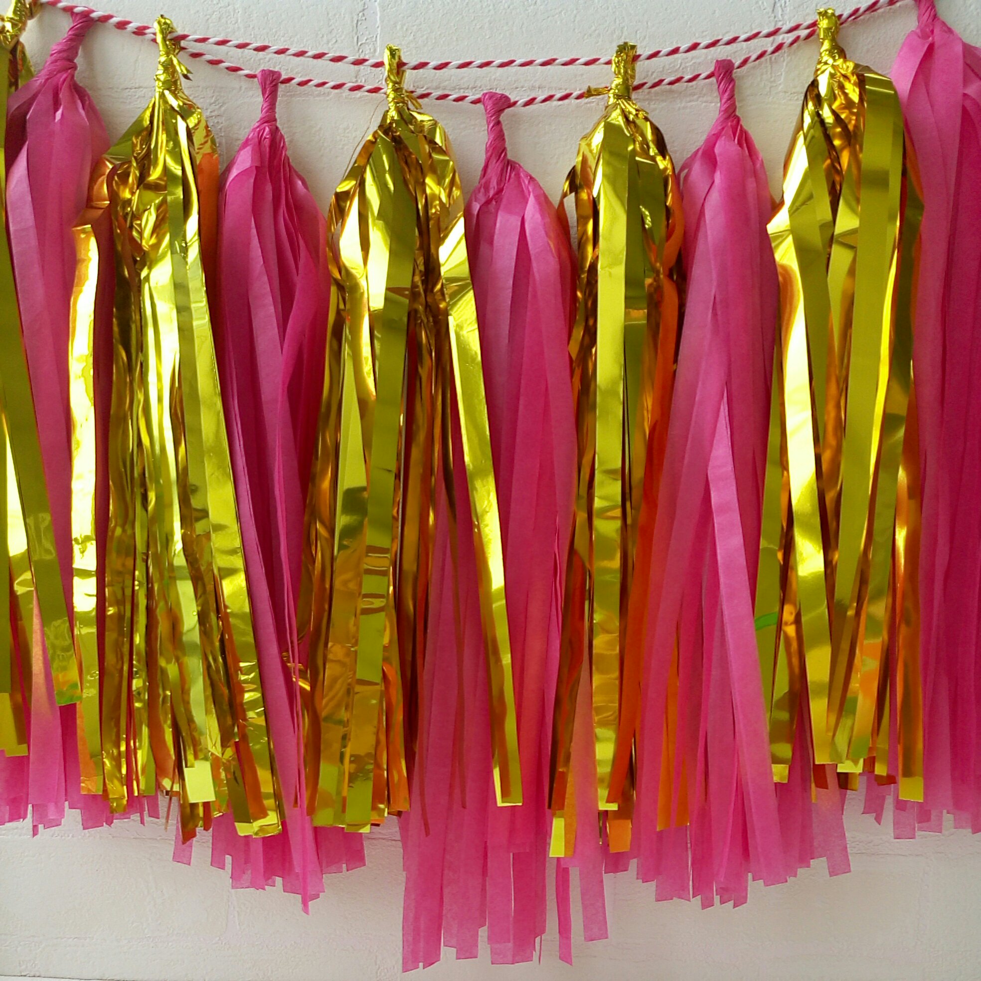 UMSIS-Gold- und Rosa Quaste Girlande Hängende Papierdekoration für Brautparty-Partybedarf