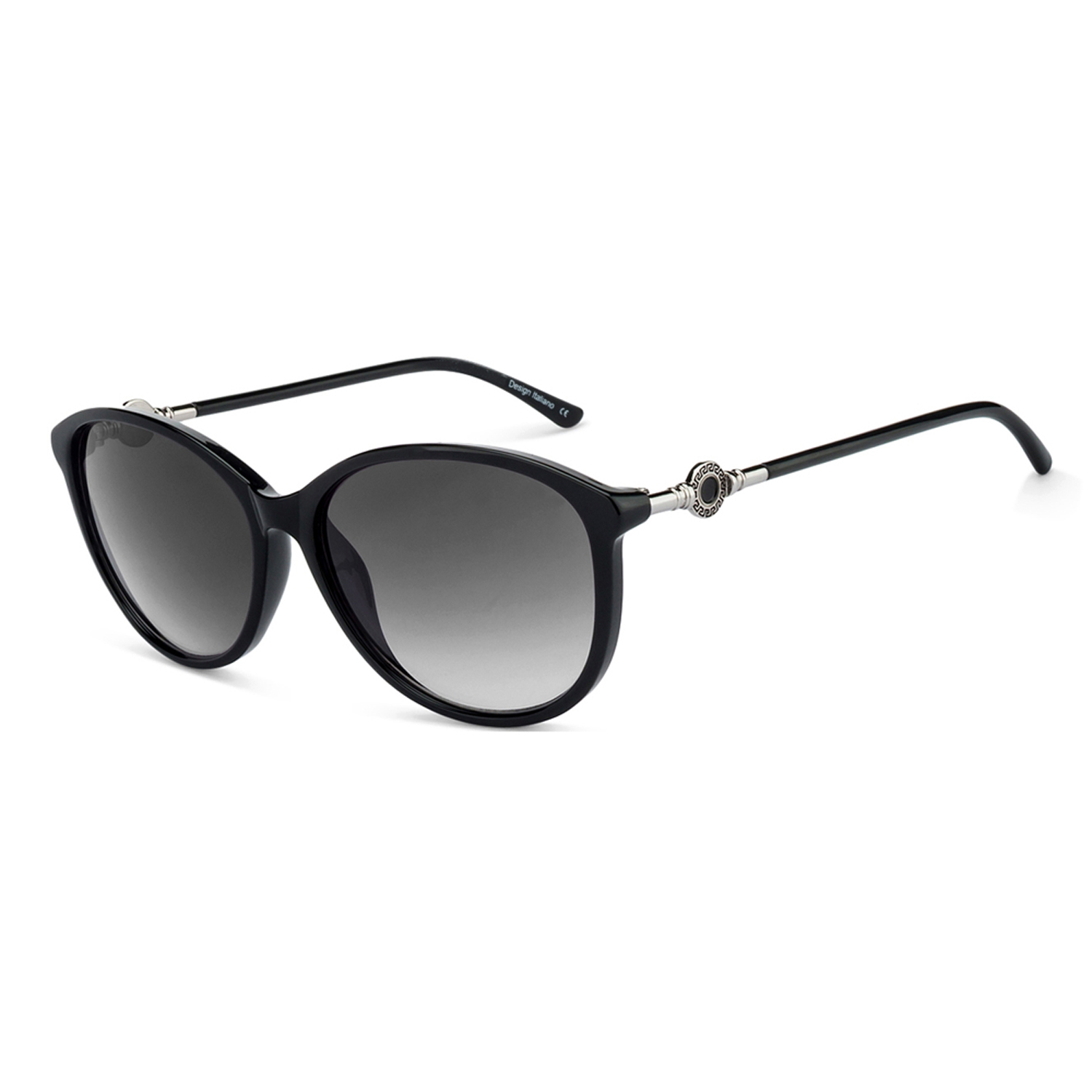Schwarze klassische runde Damensonnenbrille 5910