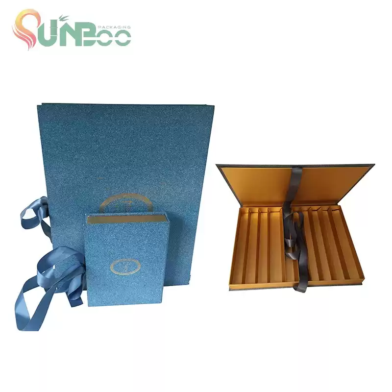 Nette blaue Farbschokoladenbox mit nettem Ribbon-SP-Box053