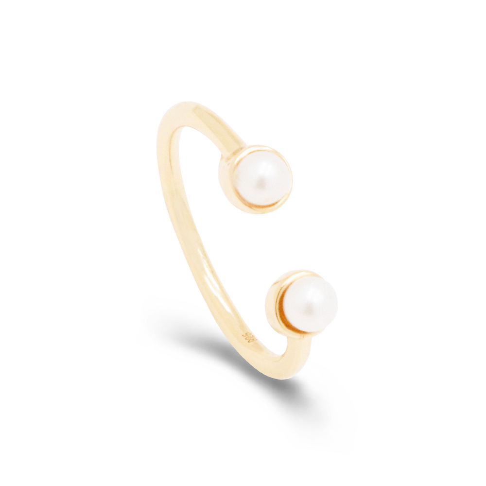 Sterling Silber offen Nature Pearl Promise Ring
