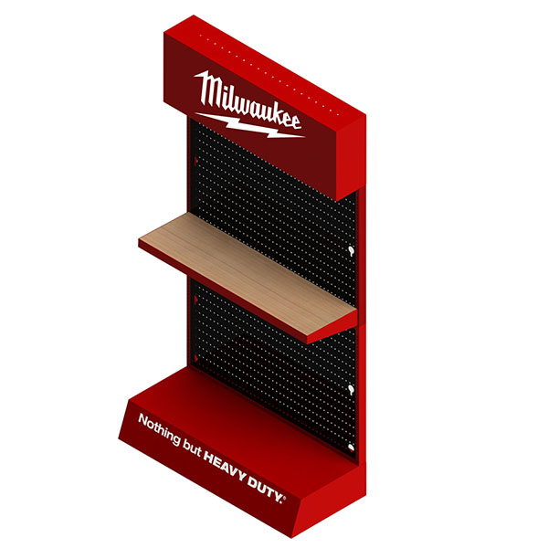 Roter Metall-PeGboard-Display-Ständer mit Regalen für Werkzeug