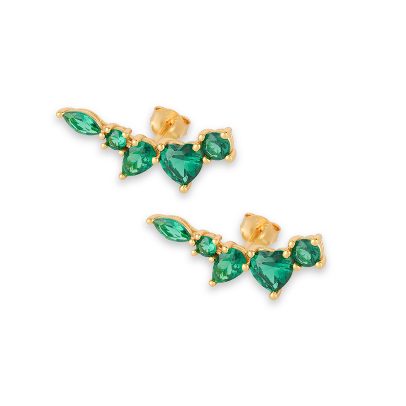 Grüne kubische Zirkonia-Ohrringe vergoldet für Frauen