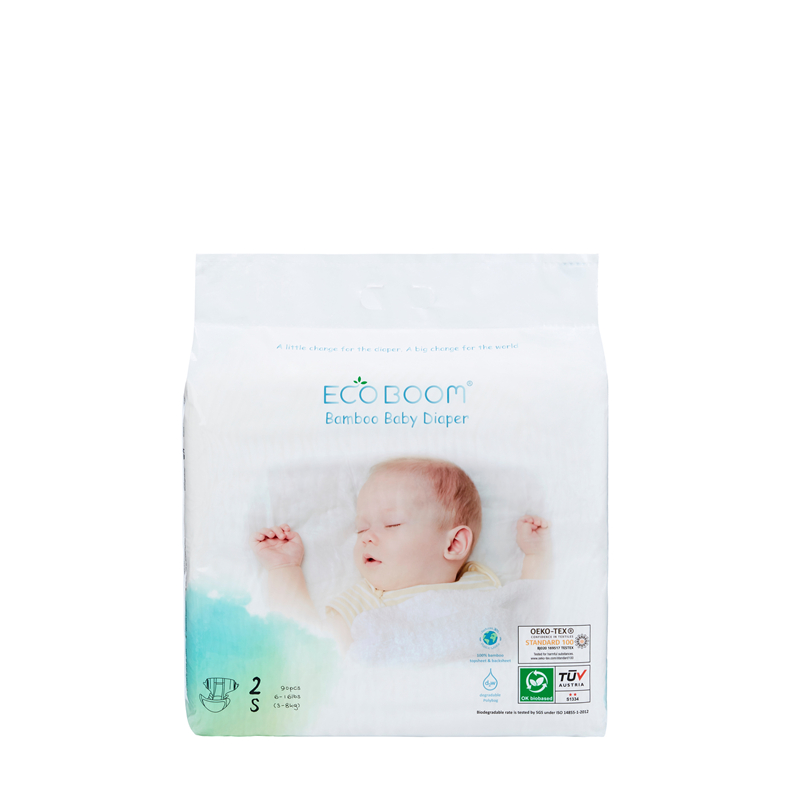 Eco Boom Einweg-Baby Bambuswindel Big Pack-Kleinkind in Polybag S