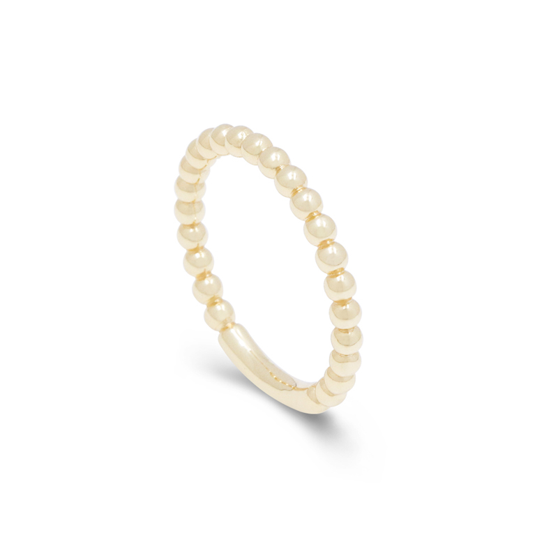 Solide Sterling Silber Perlenringband 18k Gold plattiert für Frauen