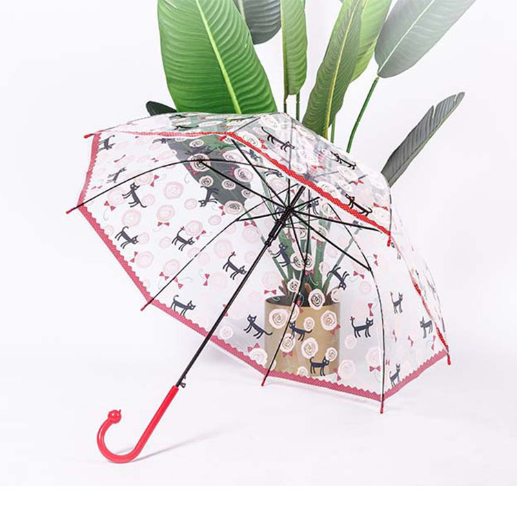 Kreative Katze Griff Kinder transparenter Regenschirm