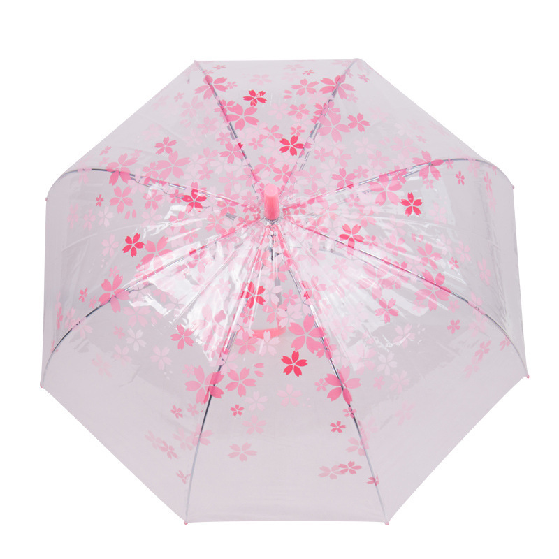 Gerade langer Griff Blumentransparenter Regenschirm