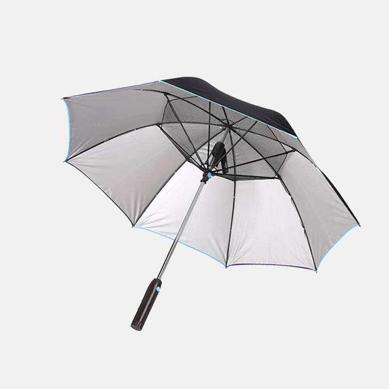 UV-reflektierender winddichter großer Golf-Regenschirm mit Fan