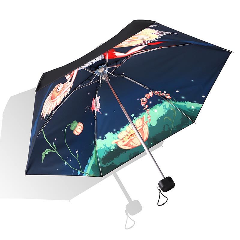 Cartoon winddicht faltender Regenschirm überall über Druck 6 Panels