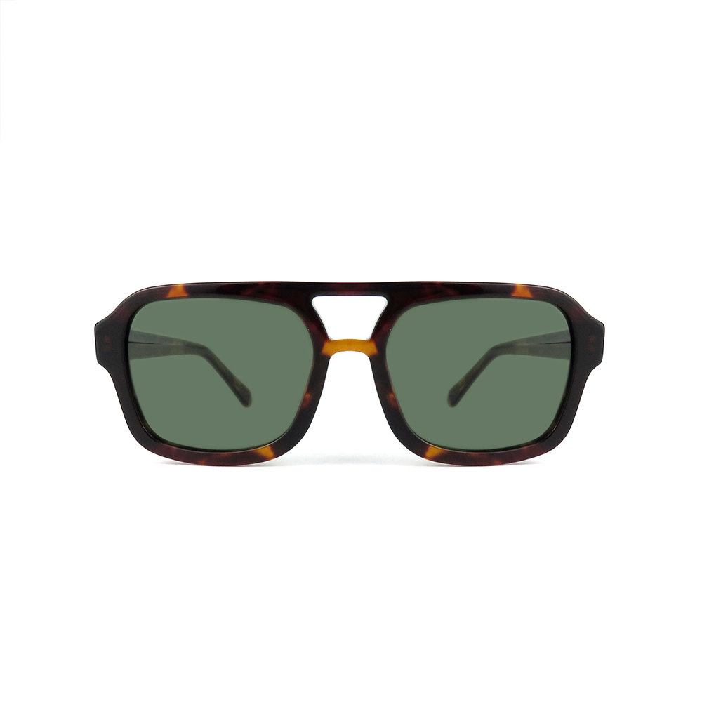Modische, luxuriöse 2022 Acetat-Sonnenbrille, quadratische Luftfahrt-Sonnenbrille in Schildkrötenfarbe mit Nylongläsern, grüne TAC-Linse, polarisiert