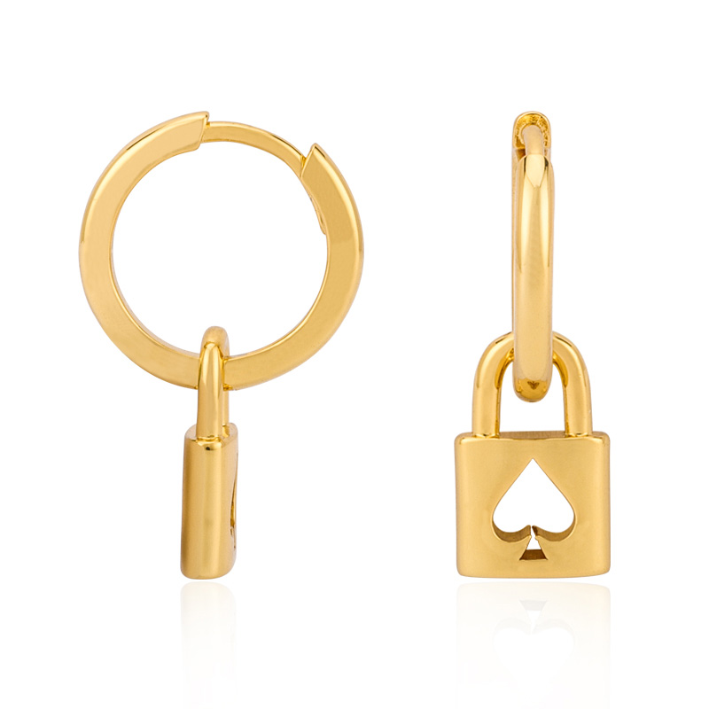 Huggie-Ohrring „Spade Padlock“ aus Gold-Vermeil
