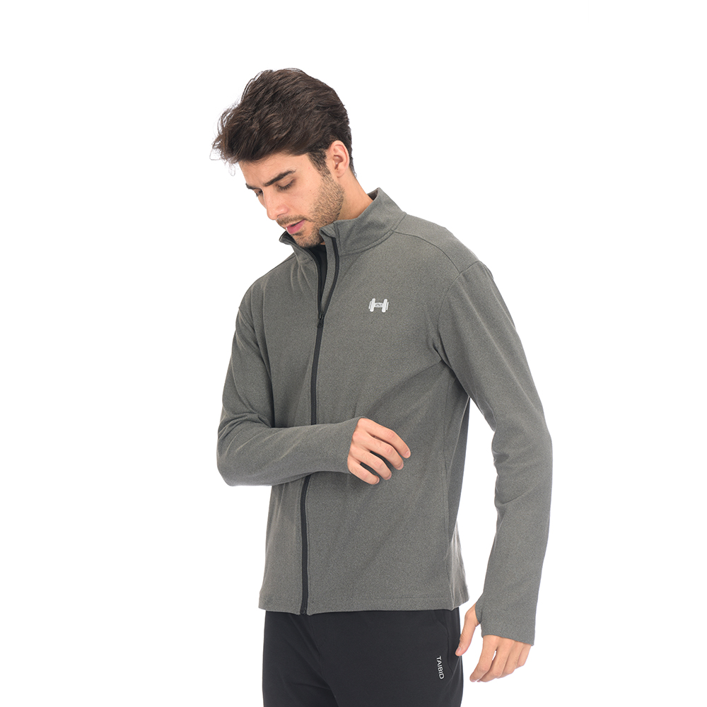 Restbestände an Bekleidung, Fertiglieferant für langärmelige Sport-Lauf-T-Shirts mit Reißverschluss in Schwarz/Grau