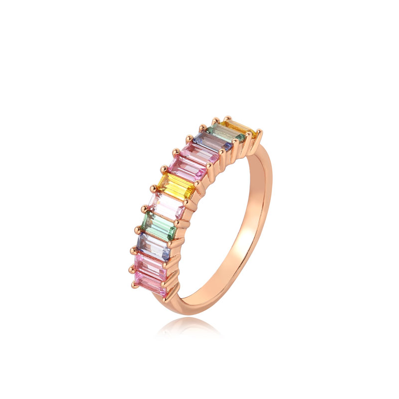 Regenbogen-Roségold-Ring aus 925er Sterlingsilber mit 18-karätiger Rosévergoldung