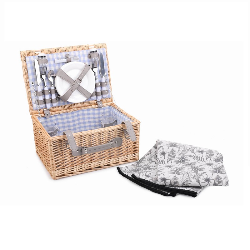 Umweltfreundliches Picknickkorb-Set aus Weide für 4 Personen mit Griff für die ganze Familie