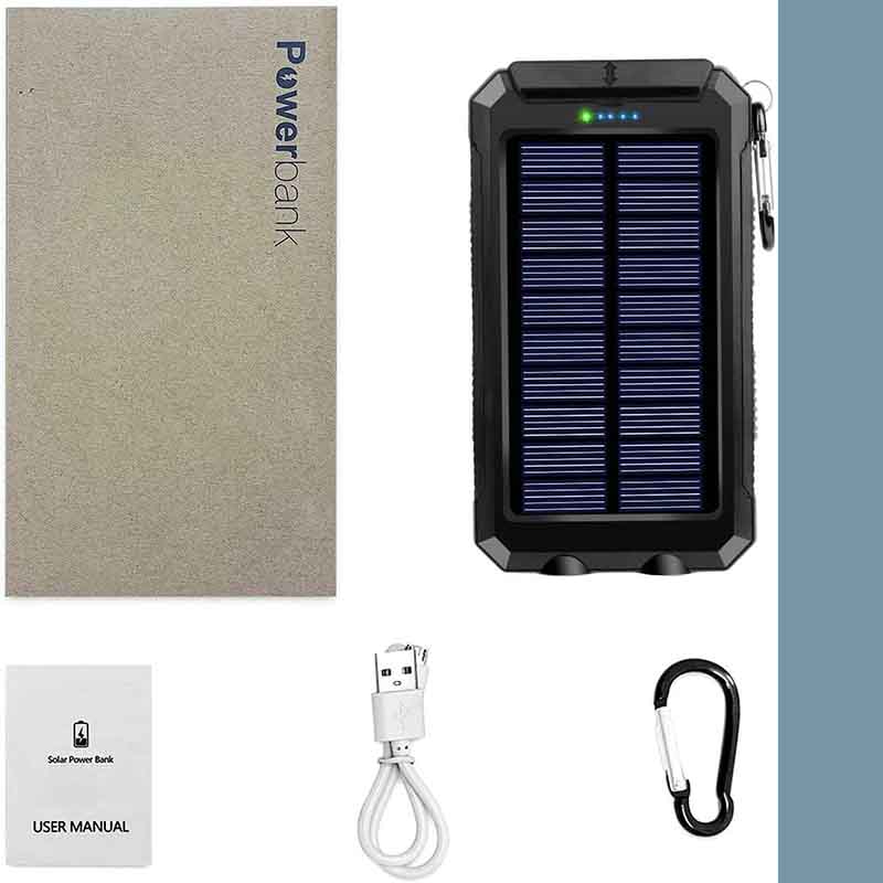 Tragbare Solar-Powerbank, 20.000 mAh, wasserdichter Batteriewechsler, Powerbank mit Kompass