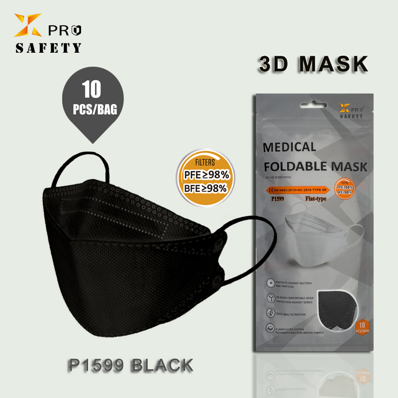 Neues Produkt Gesichtsmaske 3D Schwarz 10 Stück/Beutel Sicherheit 4 Schutzschichten aus PSA-Gesichtsmaske