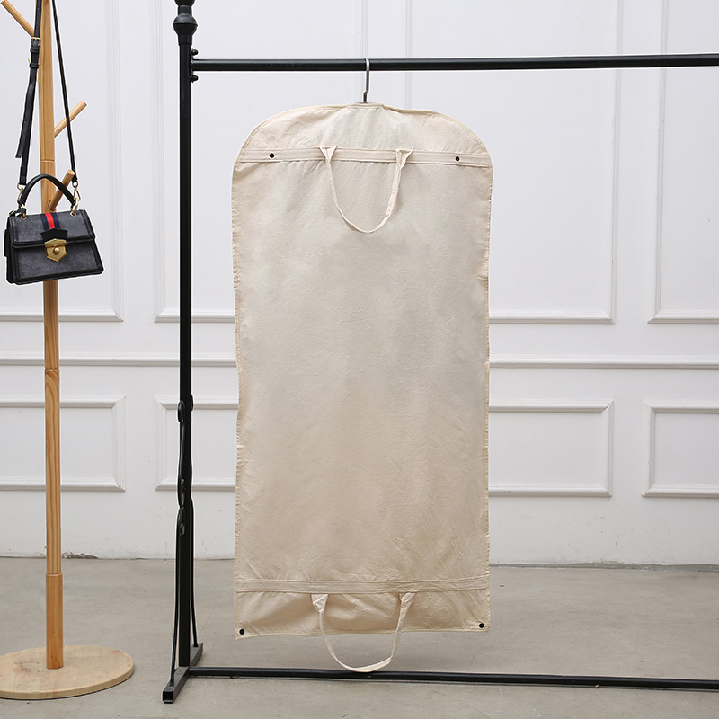 Baumwoll-Canvas-Anzugstaub, weißer Kleidersack mit Herstellermarke, hängender Kleidersack, waschbarer Baumwoll-Staubbeutel für den Haushalt