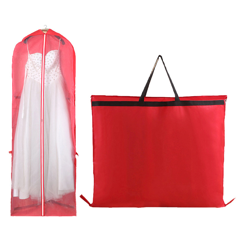 Staubdichte Abdeckung für Hochzeitskleid aus Vliesstoff, Aufbewahrungstasche für Kleidung, staubdichte Abdeckung, gefaltete Doppelhandtasche