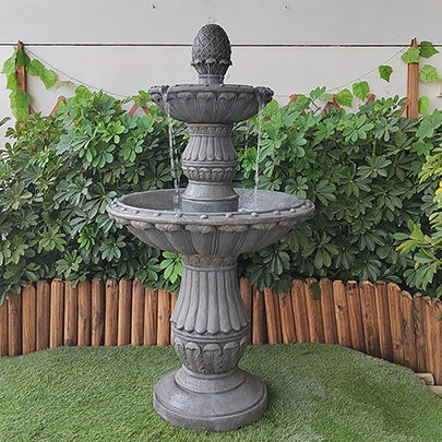 Schöner, preiswerter 2-stufiger Wasserbrunnen aus Kunstharz für Haus- und Gartendekoration im Großhandel