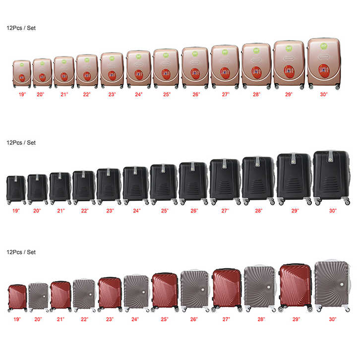 Halbfertig hergestellte ABS-Hartschalen-Gepäcksets mit 12 Gepäckstücken