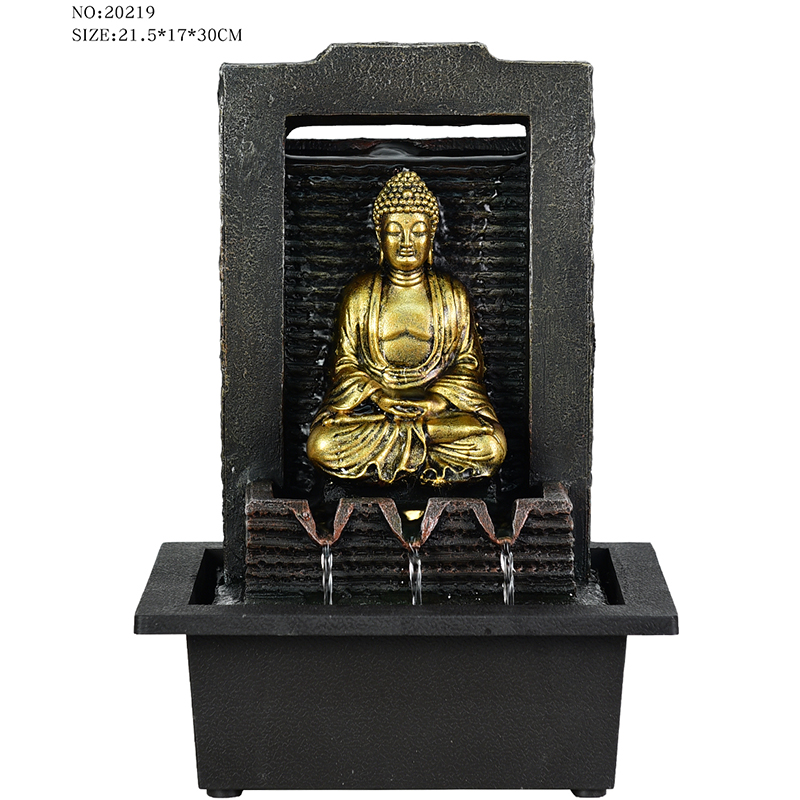 Großhandel mit verschiedenen Stilen aus Kunstharz, religiöser Buddha-Wasserbrunnen für die Inneneinrichtung