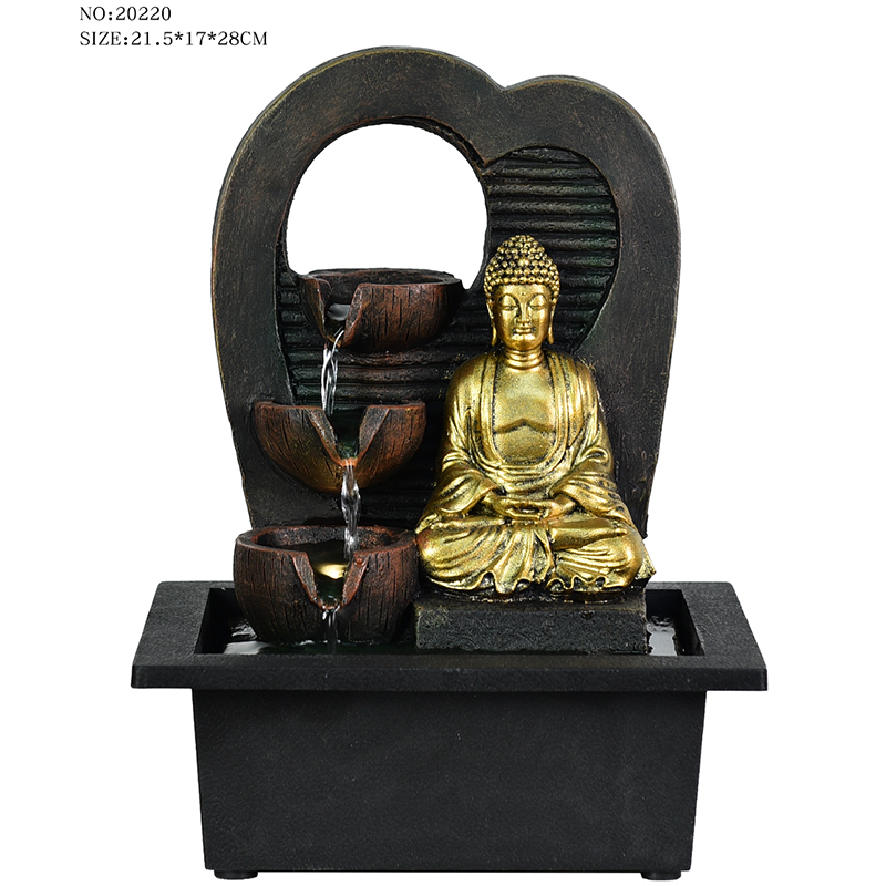 Direkte Fabrik für verschiedene Arten von Harz-Tischbrunnen mit religiösem Buddha für die Innendekoration
