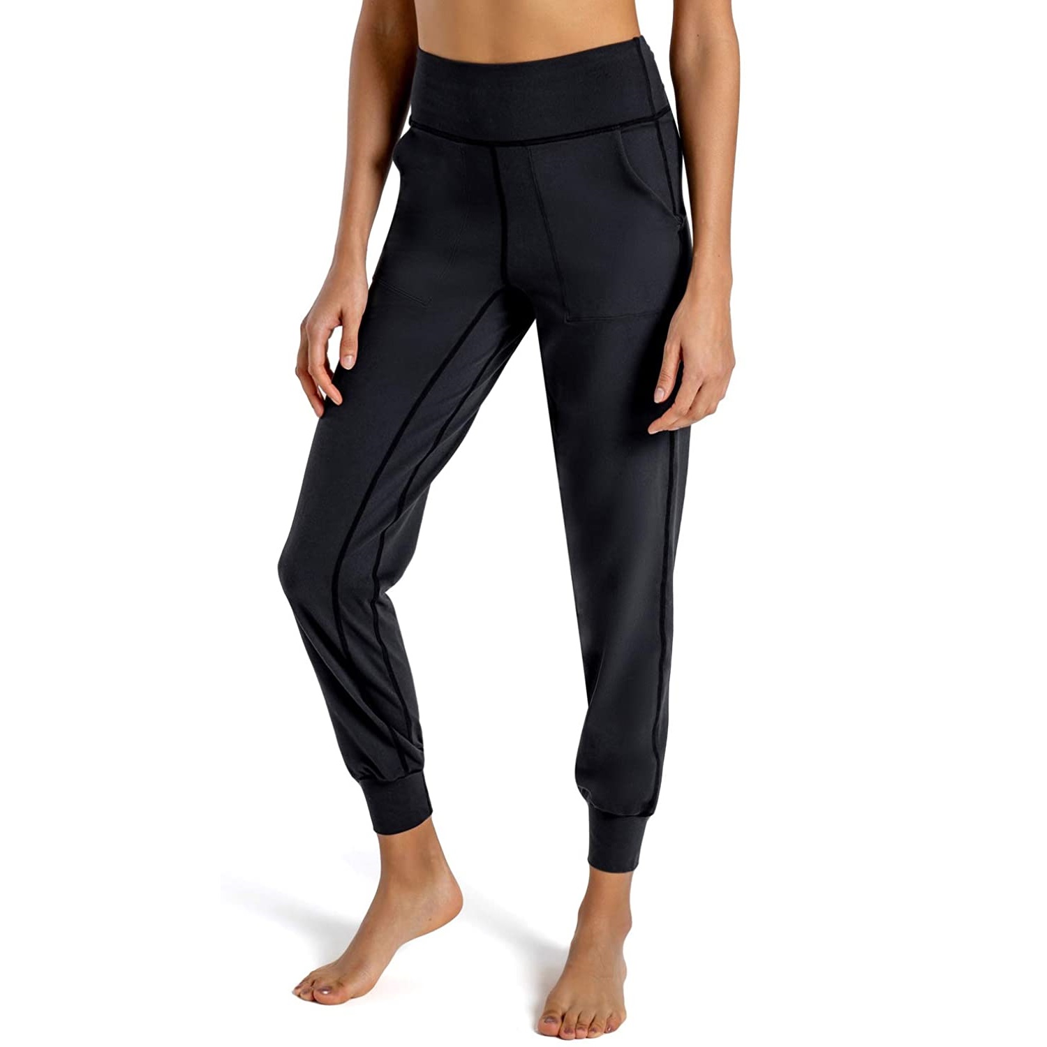 Damen Buttery Soft Yoga Jogger Hosen Capris Hohe Taille mit Taschen Leichte Laufschweißhose Lounge