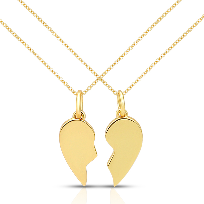 Beste-Freund-Herz-Halsketten für 2 Personen, gefertigt aus 925er Sterlingsilber