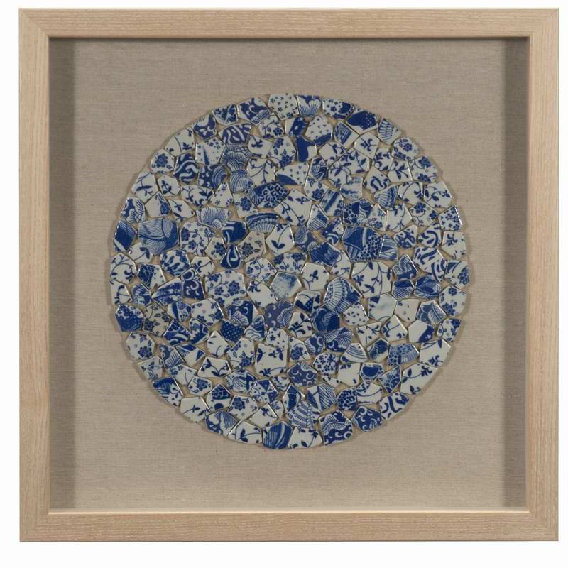 Blaue zerbrochene Keramikplatte, Schattenbox, Wanddekoration/Wohndekoration/Wandkunst 30153A